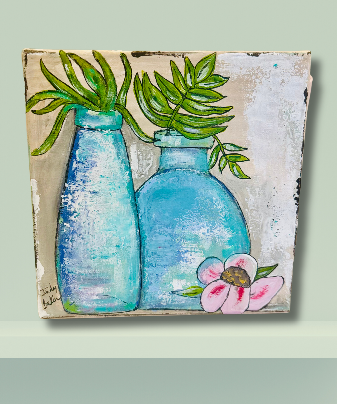 Herbs from the Garden 8 x 8 (Acrylic & Ink)