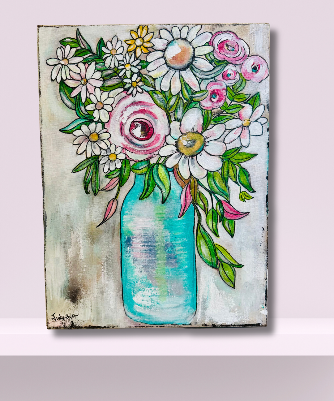 Painted Wildflowers 14 x 17 (Acrylic & Ink)