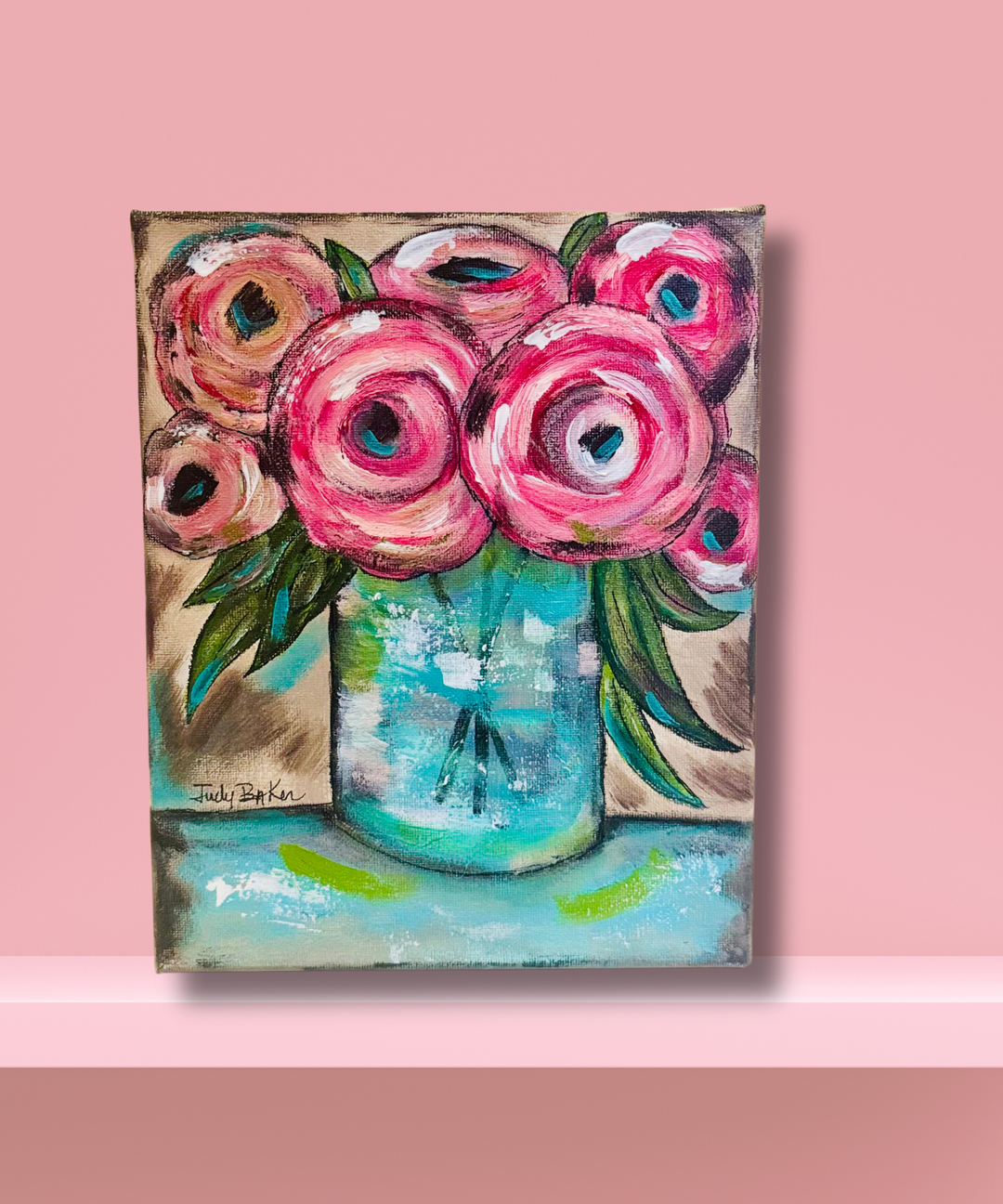 Pink Roses 8 x 10 (Acrylic & Ink)