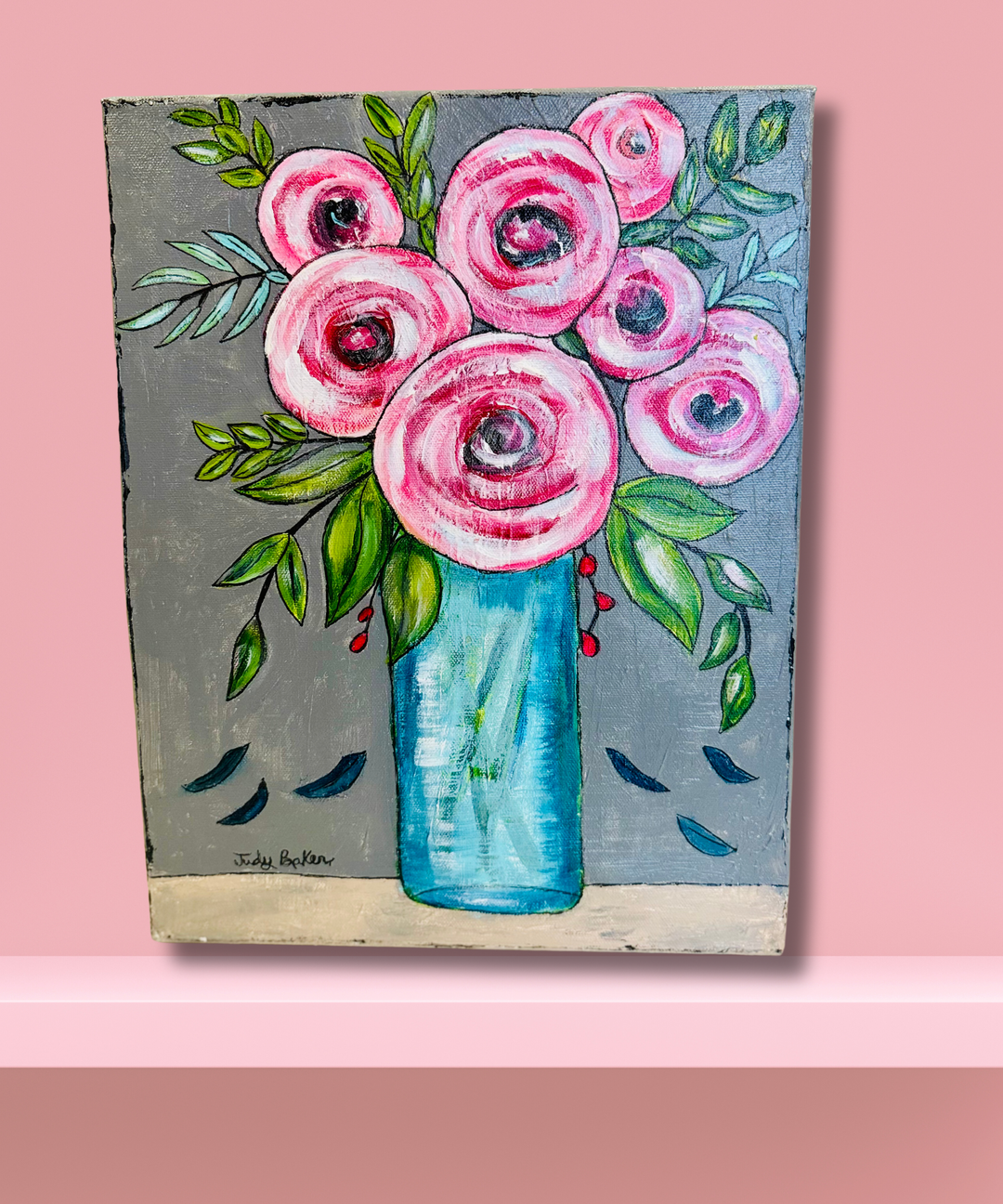 Pink Roses Around 11 x 14 (Acrylic)