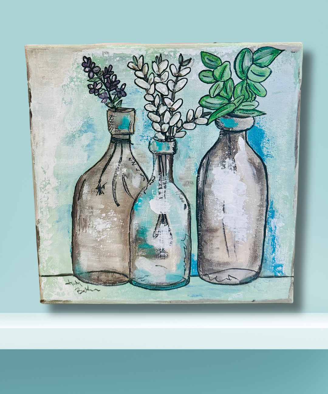 Touches of Herbs 8 x 8 (Acrylic & Ink)