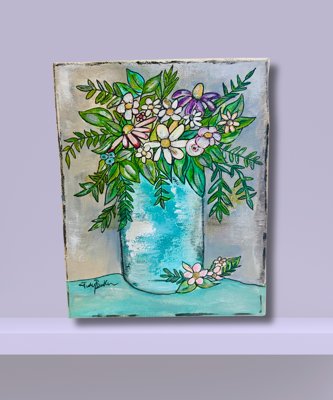 Wildflower Jar 8 x 10 (Acrylic & Ink)