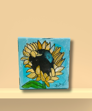Sunflower in the Breeze 4 x 4 (Acrylic & Ink)